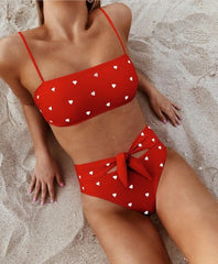 Hot Women High Waist Push Up Bikinis Set Padded Heart Swimsuit Beachwear Swimwear Bathing Suit