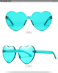 Candy Color Transparent Shades Sunglasses Europe Fashion Peach Heart Frameless PC Beach Travel Sunglasses for Women