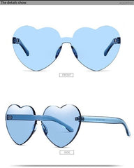 Candy Color Transparent Shades Sunglasses Europe Fashion Peach Heart Frameless PC Beach Travel Sunglasses for Women