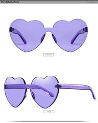 Candy Color Transparent Shades Sunglasses Europe Fashion Peach Heart Frameless PC Beach Travel Sunglasses for Women