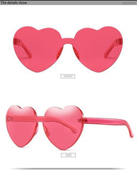 Candy Color Transparent Shades Sunglasses Europe Fashion Peach Heart Frameless PC Beach Travel Sunglasses for Women