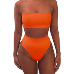 High Waist Swimsuit 2019 Sexy Bikini Women Brazilian Pad Swimwear Push Up Bandeau Top Plus Size Bottom Bikini Set Bathing Suits