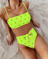 Hot Women High Waist Push Up Bikinis Set Padded Heart Swimsuit Beachwear Swimwear Bathing Suit