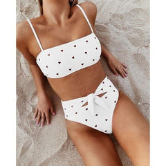 Hot Women High Waist Push Up Bikinis Set Padded Heart Swimsuit Beachwear Swimwear Bathing Suit