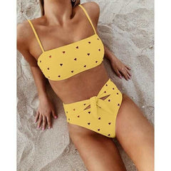 Hot Women High Waist Push Up Bikinis Set Padded Heart Swimsuit Beachwear Swimwear Bathing Suit