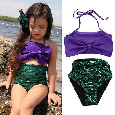 Hot Children Kids Girls bikini Set swimsuit Princess Mermaid Baby Kids Girls Bowknot Sequins Bikini set Swimwear Swimsuit