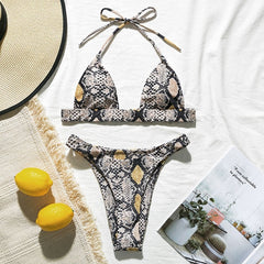 Snake print bikini Push up swimsuit female bathing suit String thong Brazilian bikini 2019 High cut swimwear women Sexy biquini