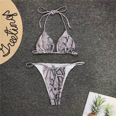 Snake print bikini Push up swimsuit female bathing suit String thong Brazilian bikini 2019 High cut swimwear women Sexy biquini