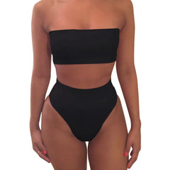 High Waist Swimsuit 2019 Sexy Bikini Women Brazilian Swimwear Push Up Bandeau Top Plus Size Bottom Bikini Set Bathing Suits