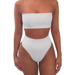 High Waist Swimsuit 2019 Sexy Bikini Women Brazilian Swimwear Push Up Bandeau Top Plus Size Bottom Bikini Set Bathing Suits