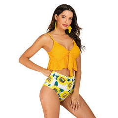 Swimwear Women Bikini Vintage Bikinis 2019 Mujer High Waist Swimsuit Set Sexy Beach Wear Green Two Piece Push Up Femme Ruffle