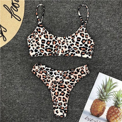 CXZD New Women Leopard Set Push-Up Padded Bra Beach Bikini Set Swimsuit Swimwears Enchanting Women's Swimsuits Sexy Bikini