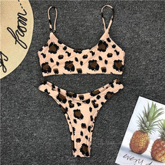 CXZD New Women Leopard Set Push-Up Padded Bra Beach Bikini Set Swimsuit Swimwears Enchanting Women's Swimsuits Sexy Bikini