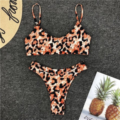 CXZD New Women Leopard Set Push-Up Padded Bra Beach Bikini Set Swimsuit Swimwears Enchanting Women's Swimsuits Sexy Bikini