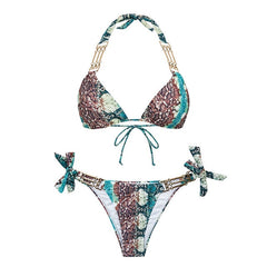 Snake print bikini Push up swimsuit female bathing suit String thong Brazilian bikini 2019 High cut swimwear women Sexy biquini