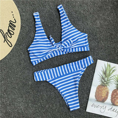 Women Sexy Bikini Bow Knot Push Up Bra Top High Waist Swimsuit Beachwear Bikinis Sets Ladies Strip High Waist Biquini Swimwear