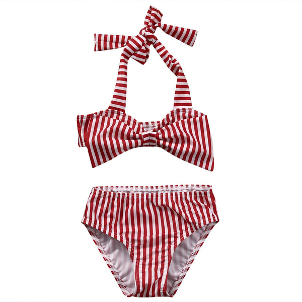 Strip Bow Tie Baby Bikini Set 2018 New Summer Kids Girls Swimming Suit Bikini Set Swimwear Bow Bather Suit Swimsuit Beachwear