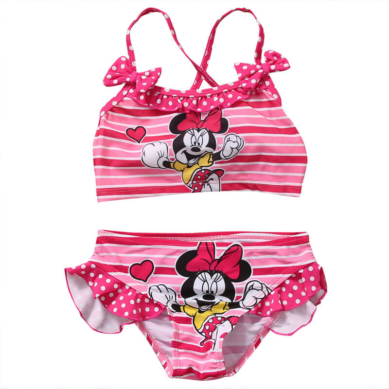 Hot Summer Baby Girls Kids Cartoon 2Pcs Tankini Bikini Set Swimwear Swimsuit Bathing Suit Toddler Beachwear