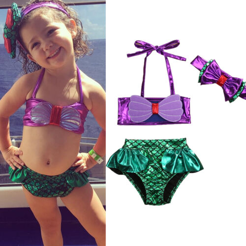 Princess Baby Little Girls Mermaid Bandage Bikini Set Swimwear Swimsuit Bathing Suit Bathing Beach Swimming Costume