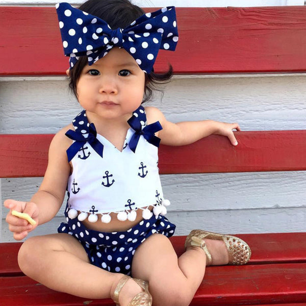 3Pieces Cute Kids Baby Girls Bow Bikini Summer Sleeveless Dotted Beachwear Tankini Polka Dot Bathing Suit Swimwear Swimsuit