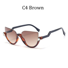 2018 Brand Design Sunglasses for Women Outdoor Semi Rimless Driving UV400 Gafas Twisted sun glasses legs Butterfly Cat's Eye