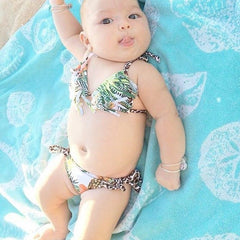 Newborn Baby Girl's Leopard  Bikini Set Swimsuit Swimwear Tassel  Beachwear Clothes