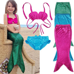 3Pcs New Kids Girls Mermaid Tail Swimmable Bikini Set Swimwear Swim Costume Children Bikinis Set Swim Suit