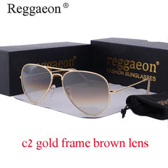 reggaeon luxury Glass lens sunglasses women 2019 High quality uv400 men Brand Designer beach box rays Pilot Sun glasses G15