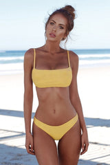 COSPOT Bikini 2019 Solid Swimwear Women Sexy Bandeau Swimsuit Brazilian Biquini Female Beach Wear Bathing Suits Swimming Suit