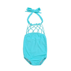 2pcs Set Toddler Kids Baby Girls Summer Soild Blue Lace Tankini Bikini Lace Bottom Swimwear Swimsuit Bathing Suit