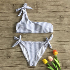 2019 New 2pcs Women Summer Swimwear Swimsuit Bikini Set Push-up Padded Stripe Beachwear Swimsuit Bathing Suit