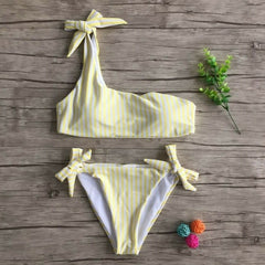 2019 New 2pcs Women Summer Swimwear Swimsuit Bikini Set Push-up Padded Stripe Beachwear Swimsuit Bathing Suit