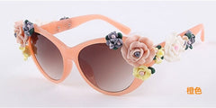 Flower Sunglasses Women Cat Eye Fashion Sun Glasses UV400 Female Summer Beach Roses Eyewear Oculos