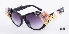 Flower Sunglasses Women Cat Eye Fashion Sun Glasses UV400 Female Summer Beach Roses Eyewear Oculos