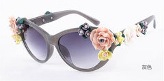 Flower Sunglasses Women Cat Eye Fashion Sun Glasses UV400 Female Summer Beach Roses Eyewear Oculos