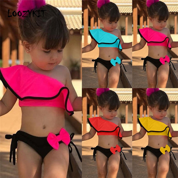 Loozykit 2019 Baby Kids Girl Two Piece Swimsuit Summer Child Swimwear For Water Sports Bikini Swim Dress Beach Bathing Costume