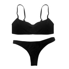 2019 New Summer Women Solid Bikini Set Push-up UnPadded Bra Swimsuit Swimwear Triangle Bather Suit Swimming Suit biquini