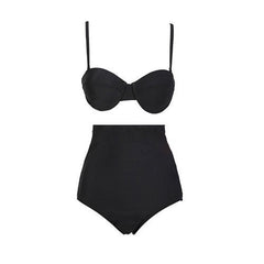 2019 hirigin New Summer Sexy Women's Bikini Set Bandeau Push-Up Bra Black Solid Swimsuit Beachwear Swimwear Bathing Suits