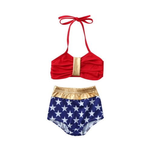 Toddler Baby Girls Stars Print Swimsuit Cute Swimwear Swimming Bikini Set Costume Bathing Suit