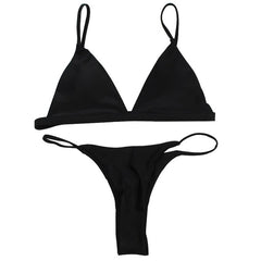 2019 New Summer Women Solid Bikini Set Push-up UnPadded Bra Swimsuit Swimwear Triangle Bather Suit Swimming Suit biquini