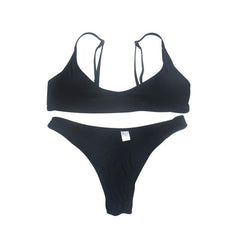 2019 New Summer Women Solid Bikini Set Push-up UnPadded Bra Swimsuit Swimwear Triangle Bather Suit Swimming Suit biquini