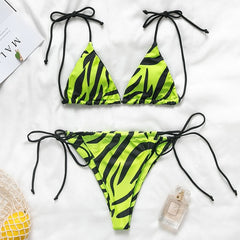 Peachtan One shoulder neon green bikini 2019 micro Bandeau swimwear women bathing suit biquini Summer beachwear Push up swimsuit